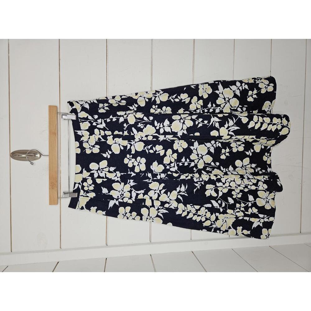 Harold's Navy Floral Midi Skirt with Cream Blossoms